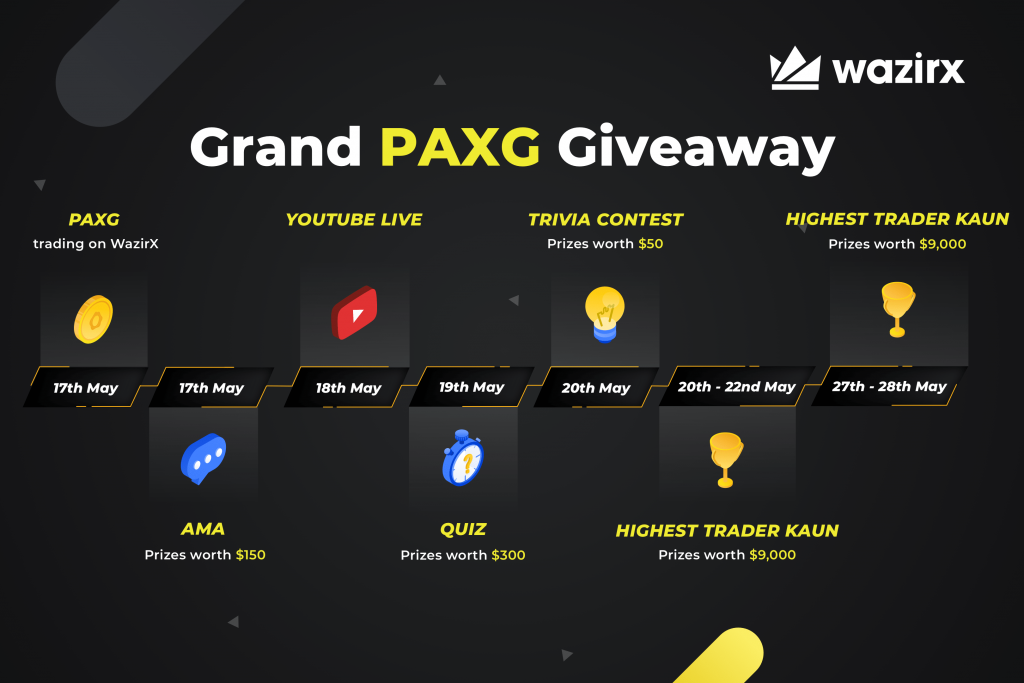 PAXG listing on WazirX + Grand PAXG Giveaway