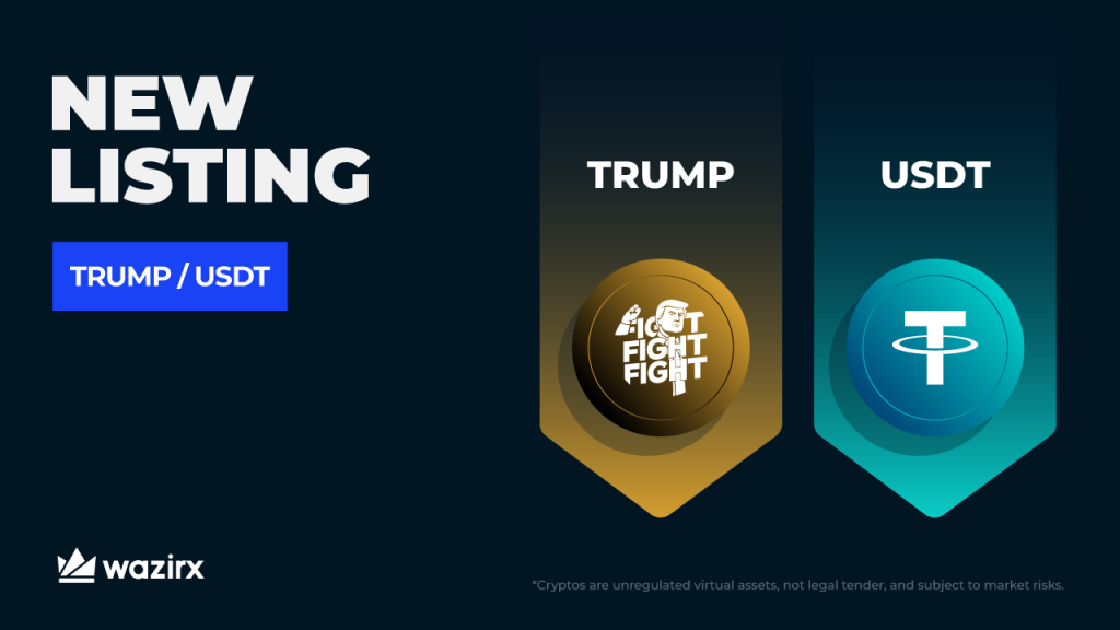 TRUMP/USDT trading on WazirX